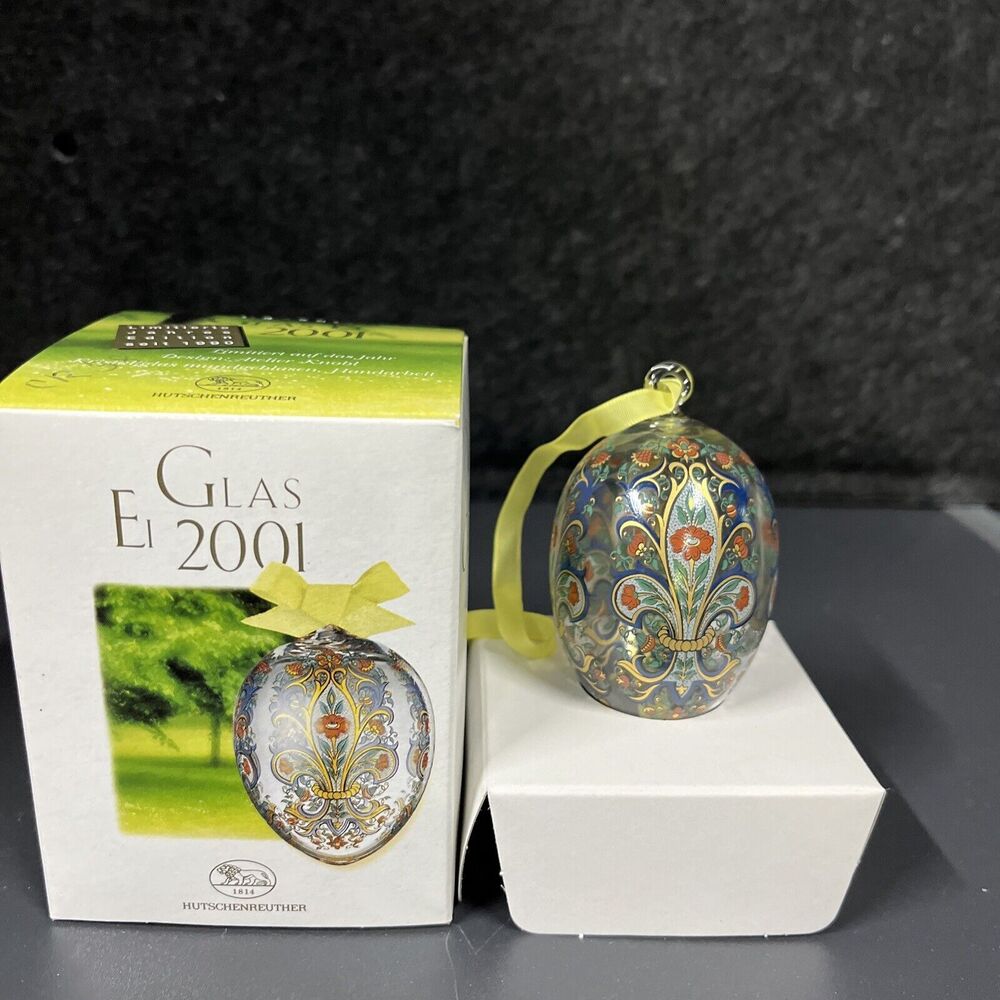 VTG Hutschenreuther Glass Crystal‎ Egg Ornaments 2001 With Box